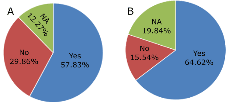 Figure 4. Direction of therapy (A) and advice from the doctor (B).