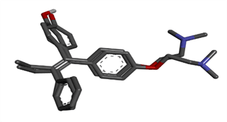 Figure 3. Superimposition of the original and re-docking 4-OHT molecule (RMSD = 0.590).