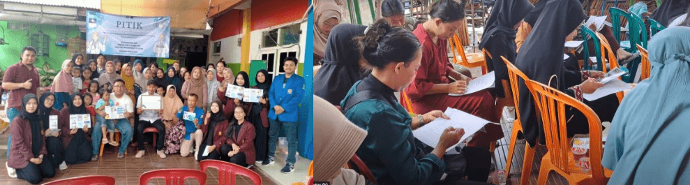 Gambar 3. Situasi penyuluhan saat pembukaan kegiatan (kiri) dan saat melakukan post-test (kanan).