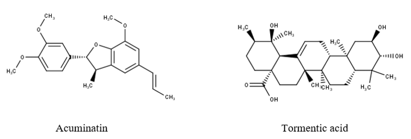 Figure 4. Chemical structures of some compounds that are found in the whole aerial part extract of R. ellipticus.