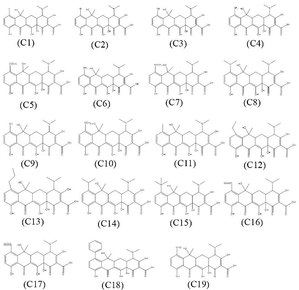 Figure 4. 2D chemical structure of tetracycline derivatives.