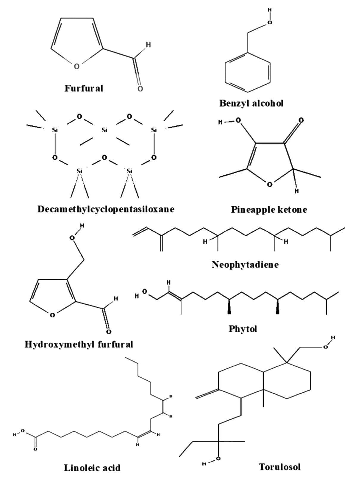 Figure 3. Structures of compounds identified in the methanolic leaf extract of Strobilanthes urens.