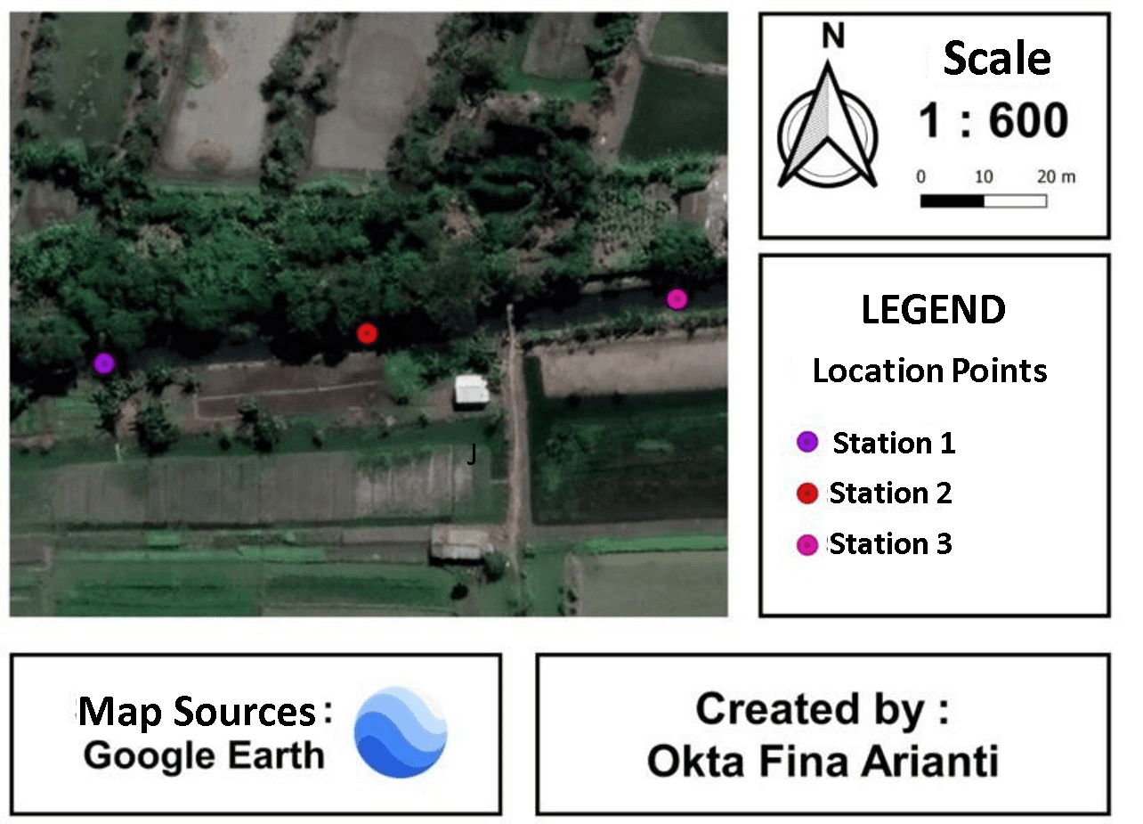 Figure 1. Research area location map, Pura Segara Kenjeran River, Surabaya.