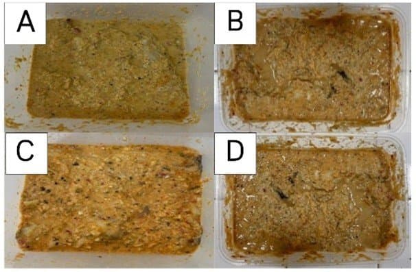 Figure 2. Tilapia naniura with different immersion times: A. 0 h, B. 3 h, C. 4 h, and D. 5 h.