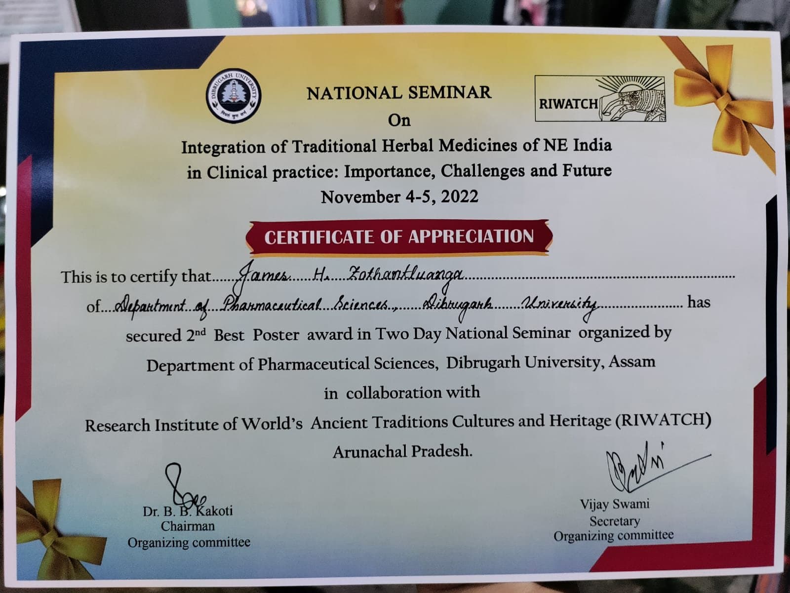 National level award to the Editor-in-Chief of SciPhy